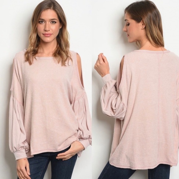 Tops - Dusty open cold shoulder pullover